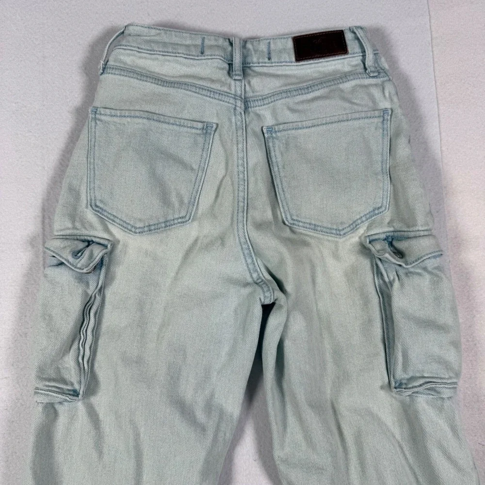 Hollister Ultra High-Rise Dad Jean Light Wash Cargo Denim 24x31 0R Skater Grunge